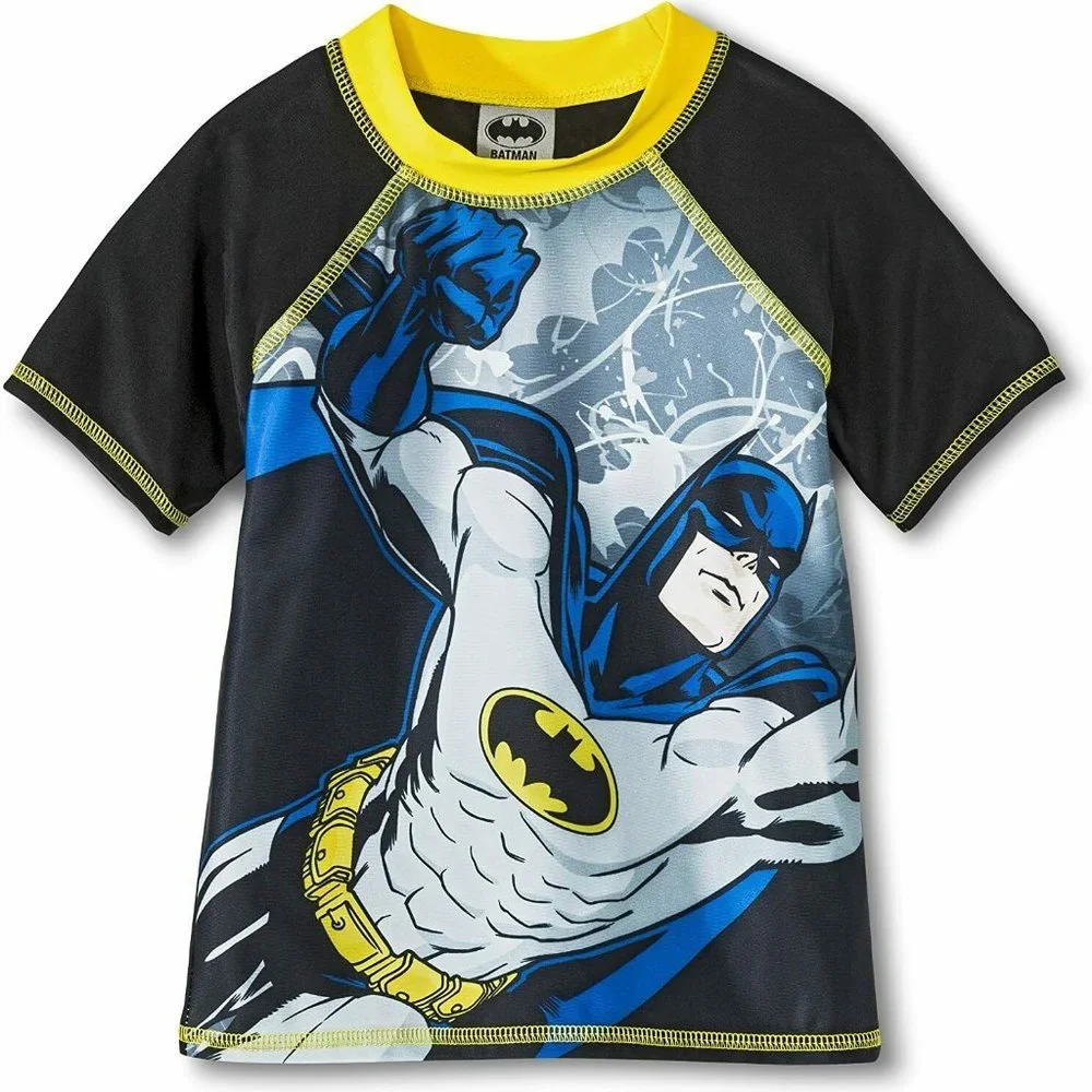Batman Rash Guard Swim Shirt Boy Size 3T EUC